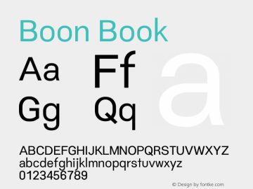 Boon Book Version 0.4 Font Sample