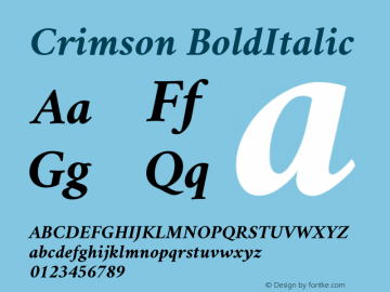 Crimson Bold Italic Version 0.8 Font Sample