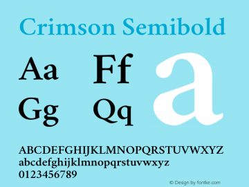 Crimson Semibold Version 0.8 Font Sample