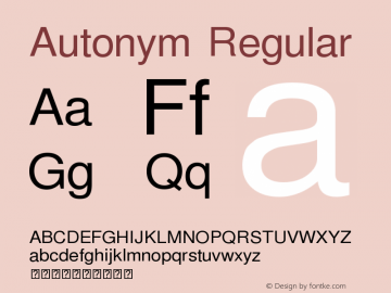 Autonym Version 0.1 Font Sample