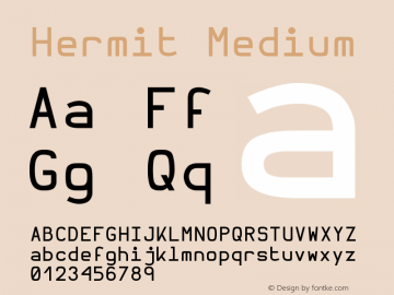 Hermit Version 1.2 Font Sample