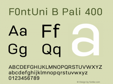 F0ntUni B Pali Version 0.1.1 Font Sample