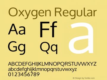 Oxygen Version Release 0.2 Font Sample