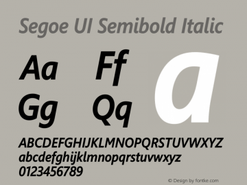 Segoe UI Semibold Italic Version 5.22 Font Sample