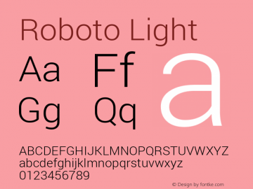 Roboto Light Version 1.100141; 2013 Font Sample