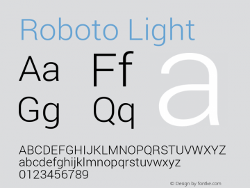 Roboto Light Version 1.100141; 2013 Font Sample