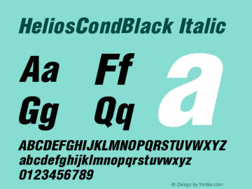 HeliosCondBlack Italic Version 004.001 Font Sample