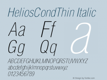 HeliosCondThin Italic Version 001.001图片样张