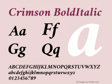 Crimson Bold Italic Version 0.8 Font Sample