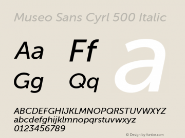 Museo Sans Cyrl 500 Italic Version 1.023 Font Sample