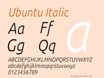 Ubuntu Italic Version 0.80 December 7, 2014图片样张