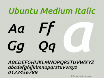 Ubuntu Medium Italic Version 0.80 December 7, 2014图片样张