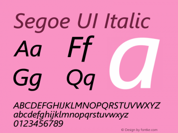 Segoe UI Italic Version 5.22 Font Sample