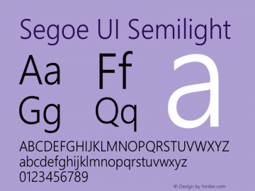 Segoe UI Semilight Version 5.24图片样张
