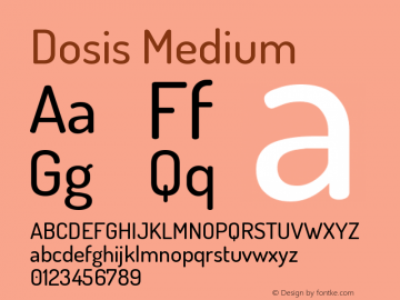 Dosis Medium Version 1.007 Font Sample