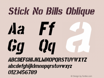 Stick No Bills-Oblique Version 001.000 Font Sample