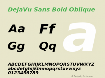 DejaVu Sans Bold Oblique Version 2.35 Font Sample