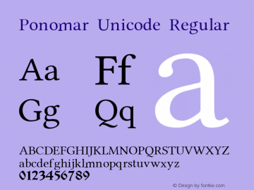 Ponomar Unicode 1.1 Font Sample