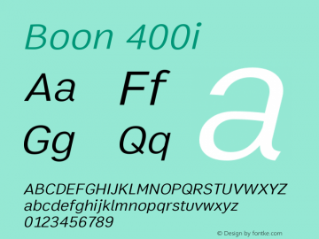Boon 400 Oblique Version 1.0-beta1 Font Sample