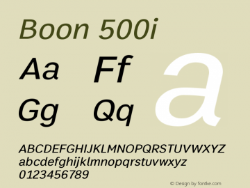 Boon 500 Oblique Version 1.0-beta1 Font Sample