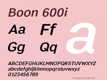 Boon 600 Oblique Version 1.0-beta1 Font Sample