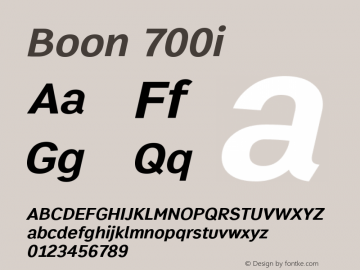 Boon 700 Oblique Version 1.0-beta1 Font Sample