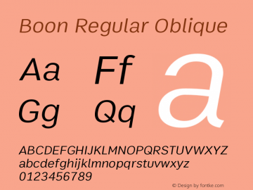 Boon 400 Oblique Version 1.0-beta2 Font Sample