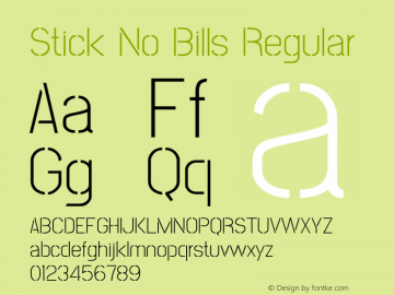 Stick No Bills Version 1.0.1 Font Sample