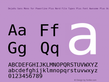 DejaVu Sans Mono for Powerline Plus Nerd File Types Plus Font Awesome Plus Octicons Plus Pomicons Version 2.33 Font Sample