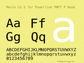 Meslo LG S Regular for Powerline Plus Nerd File Types Plus Font Awesome Plus Octicons Plus Pomicons Windows Compatible 1.210 Font Sample