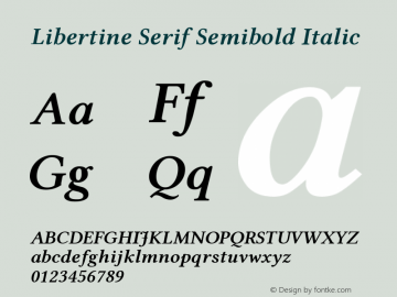Libertine Serif Semibold Italic Version 5.1.2 Font Sample