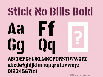Stick No Bills Version 1.200 Font Sample