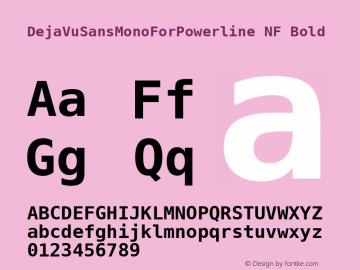 DejaVu Sans Mono Bold for Powerline Nerd Font Plus Font Awesome Plus Octicons Mono Windows Compatible Version 2.33 Font Sample