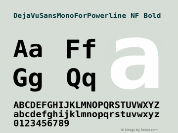 DejaVu Sans Mono Bold for Powerline Nerd Font Plus Octicons Plus Pomicons Mono Windows Compatible Version 2.33 Font Sample