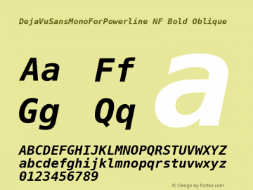 DejaVu Sans Mono Bold Oblique for Powerline Nerd Font Plus Font Awesome Plus Pomicons Windows Compatible Version 2.33 Font Sample