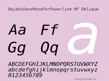 DejaVu Sans Mono Oblique for Powerline Nerd Font Plus Font Awesome Plus Octicons Mono Windows Compatible Version 2.33图片样张
