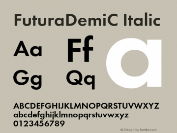 FuturaDemiC Italic OTF 1.0;PS 001.000;Core 116;AOCW 1.0 161 Font Sample