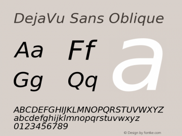 DejaVu Sans Oblique Version 2.36 Font Sample