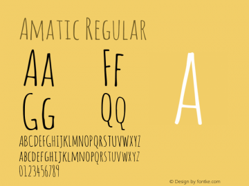 Amatic Regular Version 1.000 Font Sample
