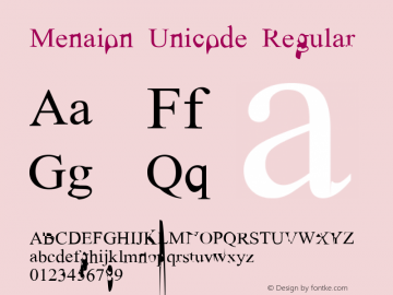Menaion Unicode 2.0 Font Sample