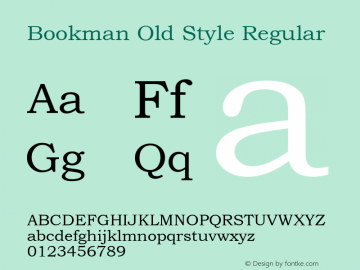 Bookman Old Style Version 2.35 November 18, 2016 Font Sample