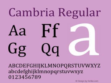 Cambria Version 6.91 November 25, 2016 Font Sample