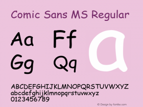 Comic Sans MS Version 1.00 October 23, 2016, initial release图片样张