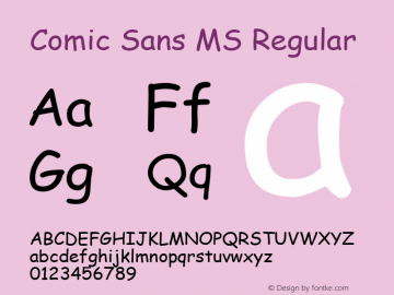 Comic Sans MS Version 1.00 October 23, 2016, initial release Font Sample