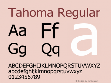 Tahoma Version 3.15 October 23, 2016 Font Sample