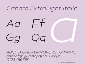 Canaro-ExtraLightItalic Version 1.000图片样张