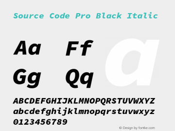 Source Code Pro Black Italic Version 1.030;PS 1.0;hotconv 1.0.84;makeotf.lib2.5.63406图片样张