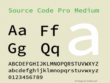 Source Code Pro Medium Regular Version 2.010;PS 1.0;hotconv 1.0.84;makeotf.lib2.5.63406 Font Sample