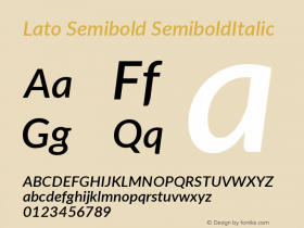 Lato Semibold Italic Version 2.015; 2015-08-06; h图片样张