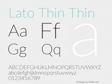 Lato Thin Version 2.015; 2015-08-06; h Font Sample